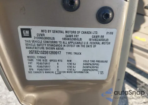 2006 GMC Sierra 1500 Sle1 z USA, uszkodzony, nr VIN 2GTEC13Z061269917